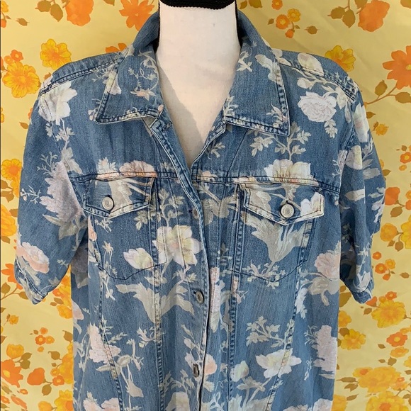 Fun True Vintage Floral Denim Button Down Jacket - Picture 2 of 12